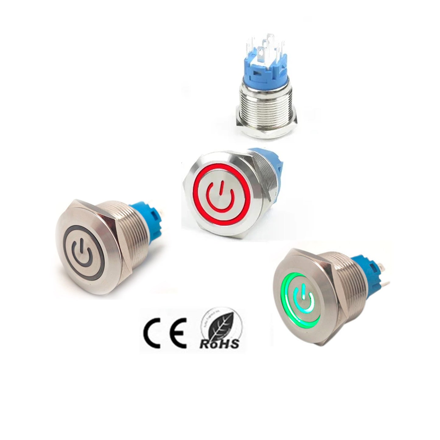 Botão de Painel com Travamento – IP65 Ø19 mm LED Verde/Vermelho 12 V