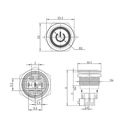 Botão de Painel com Travamento – IP65 Ø19 mm LED Verde/Vermelho 12 V