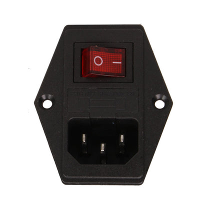 Tomada IEC de painel macho com interruptor e porta-fusível