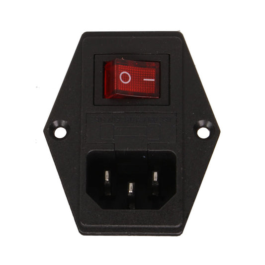 Tomada IEC de painel macho com interruptor e porta-fusível