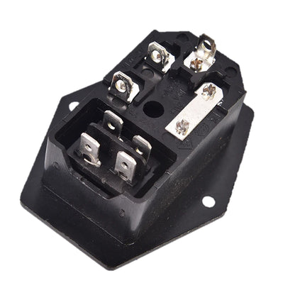 Tomada IEC de painel macho com interruptor e porta-fusível