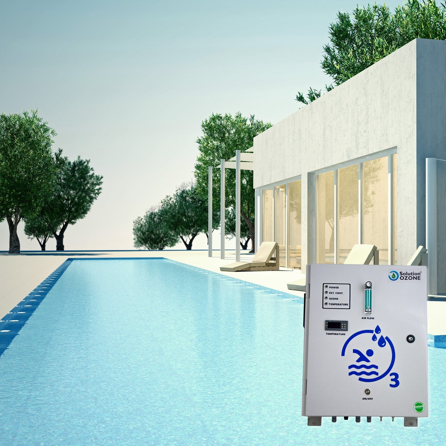 Sistema O₃ para Piscinas — Mergulhe em água pura, sem cheiro a cloro, sem químicos!