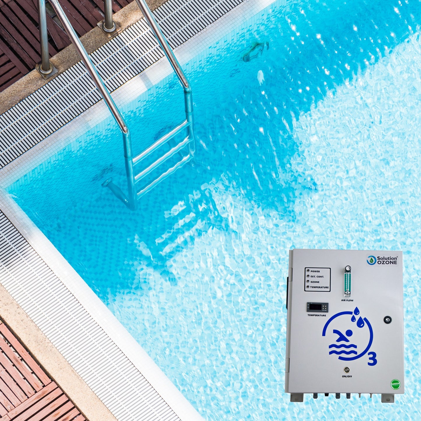 Sistema O₃ para Piscinas — Mergulhe em água pura, sem cheiro a cloro, sem químicos!